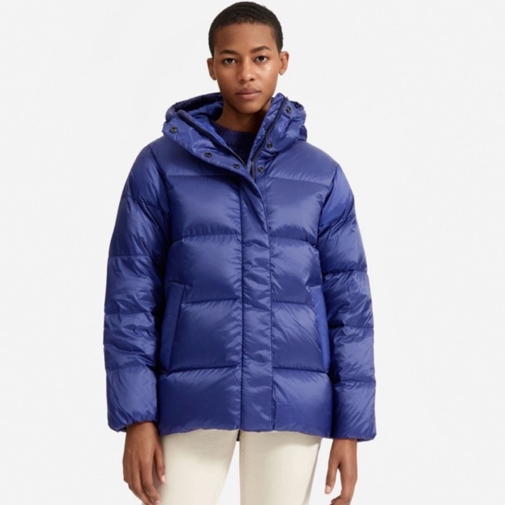 Everlane ReDown Puffy Puff Coat Size Medium Cobalt